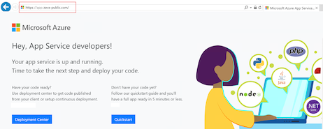 Screenshot of a browser window showing a test to verify access to the app ___domain name.