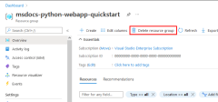 A screenshot of the ___location of the Delete Resource Group button in the Azure portal.