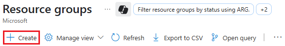 Screenshot of adding a resource group in Azure portal