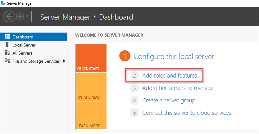 Screenshot of Server Manager - Add roles.