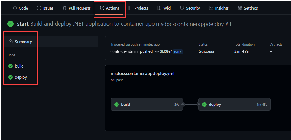 A screenshot showing GitHub actions.