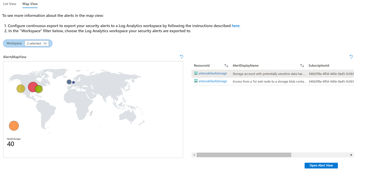 Screenshot that shows the alerts in a specific ___location in Map View.
