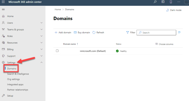 Screenshot of where to retrieve the ___domain mx record.
