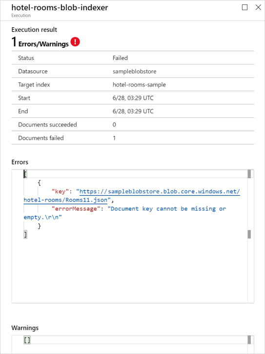 Indexer details with errors Indexer details with errors