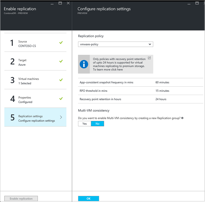 Enable replication window.