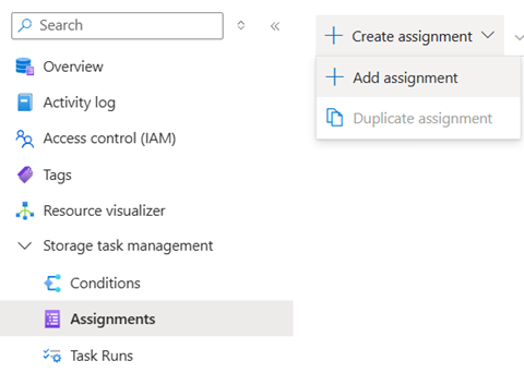 Screenshot that shows the ___location of the assignments option.
