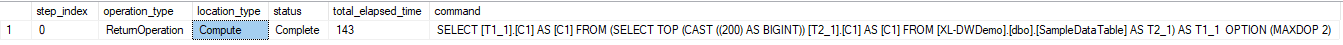 Screenshot shows query results, including ___location type and command.