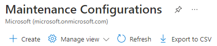 Screenshot that shows the ___location of the command for creating a maintenance configuration.