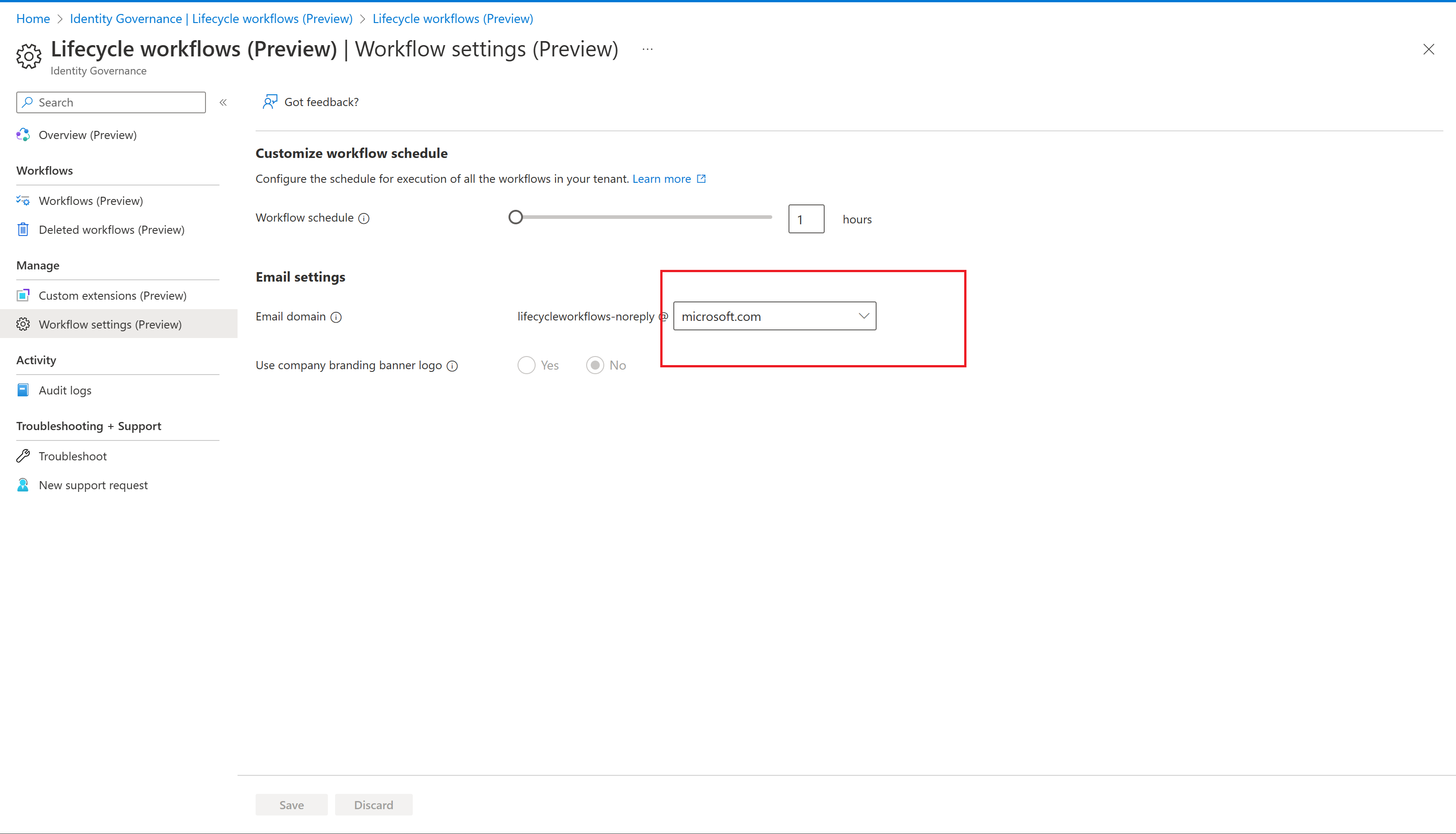 Screenshot of workflow ___domain settings.