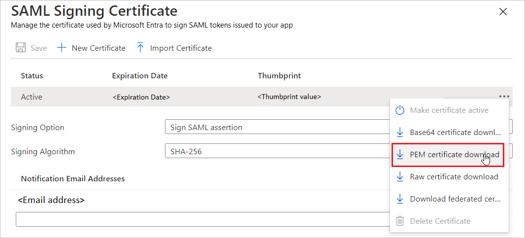 Certificate Screenshot shows the Certificate download link.