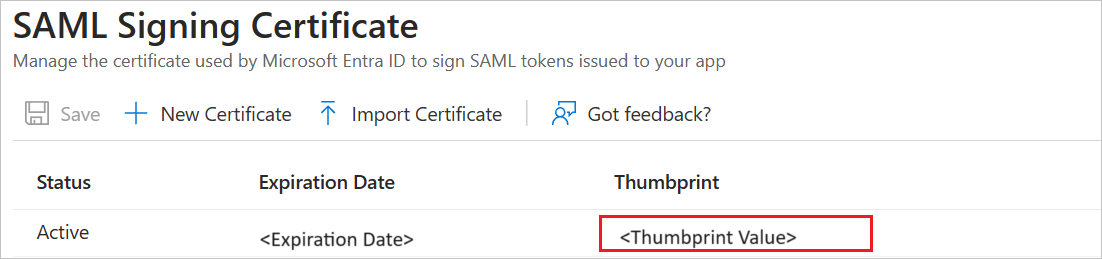 Thumbprint Screenshot shows how to copy Thumbprint value.