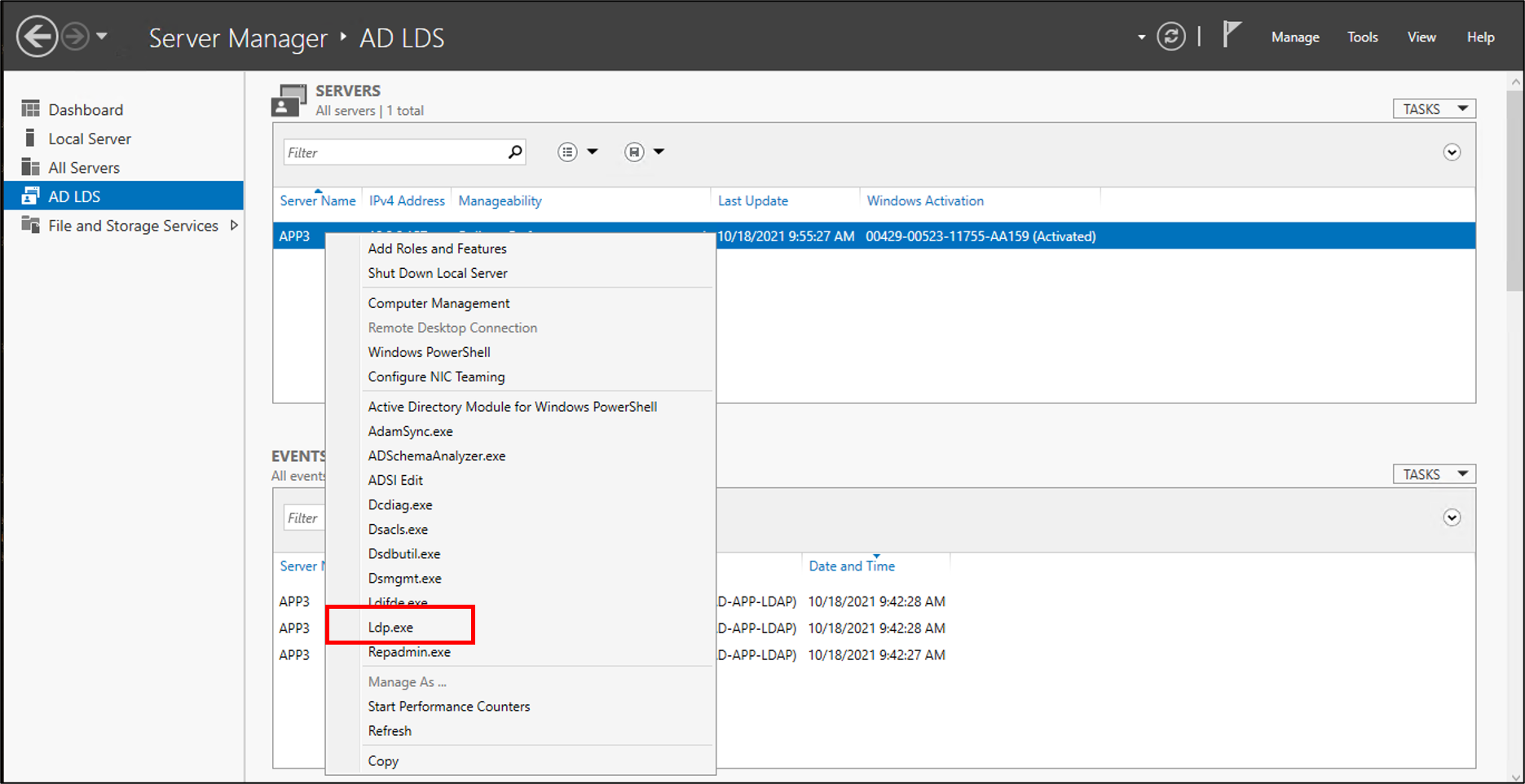 Screenshot of the Ldp tool ___location.