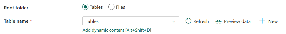 Screenshot showing table name in destination.