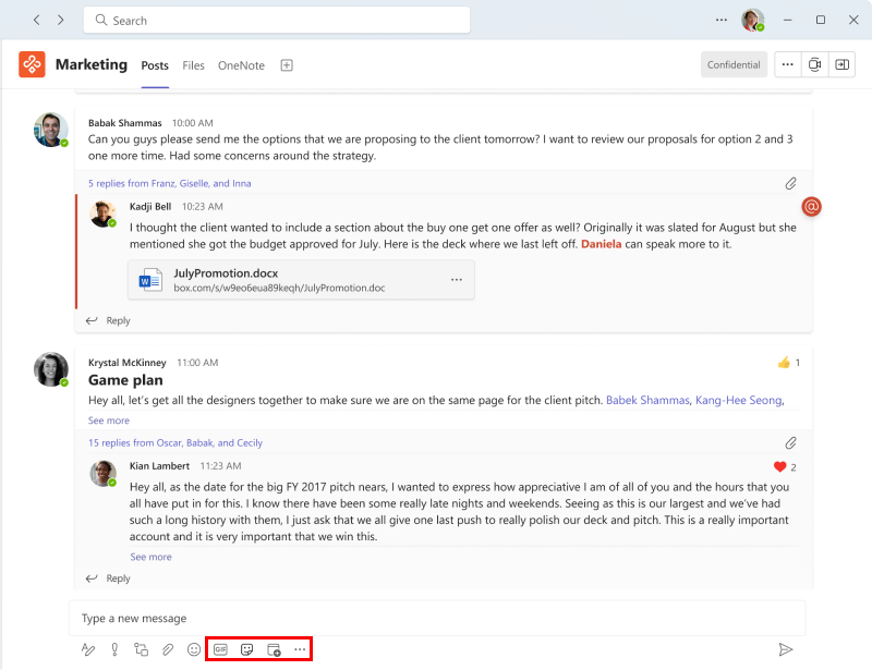 Screenshot shows the message extensions invoke ___location on Teams desktop.