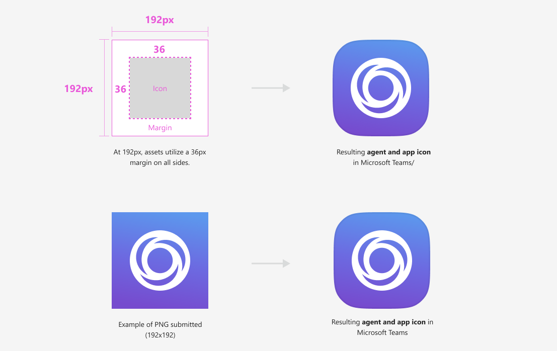 Diagram that shows the color app icon dimensions of your logo icon.