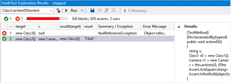 PEXWarningsFixed Rerun IntelliTest to generate the test data
