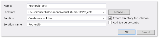 UTE_Cpp_windows_UnitTestLib_CreateSpecs Specify the solution and project name and ___location
