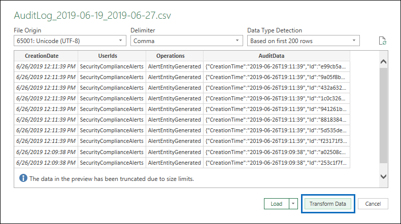 Select Transform Data.