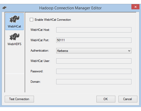 Hadoop connection manager editor with Kerberos authentication Screenshot of Hadoop Connection Manager Editor with Kerberos authentication