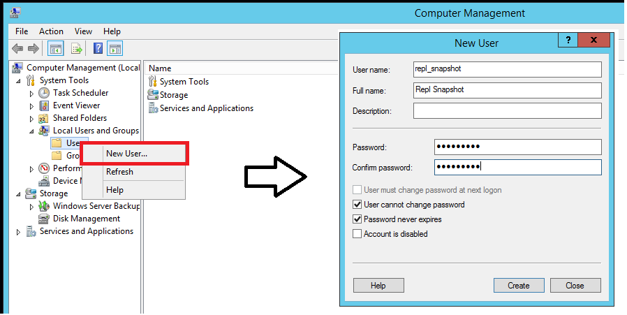 Screenshot of 'New User' dialog box.