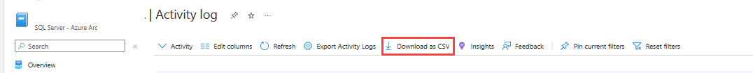 Screenshot of the button for downloading events as a CSV file.
