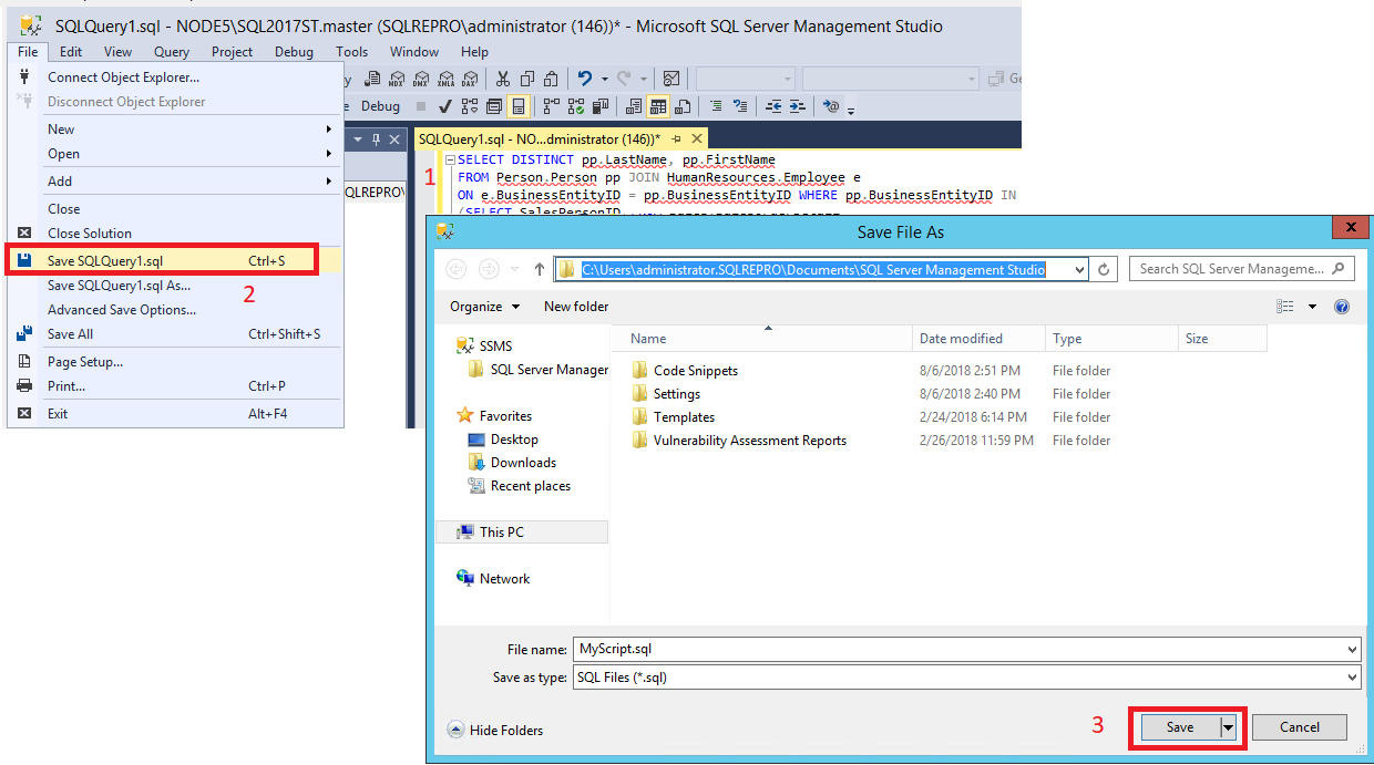 Screenshot of Save SQL Query.