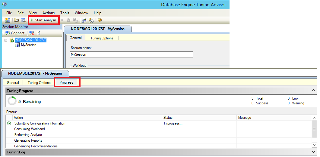 Screenshot of Start DTA analysis.