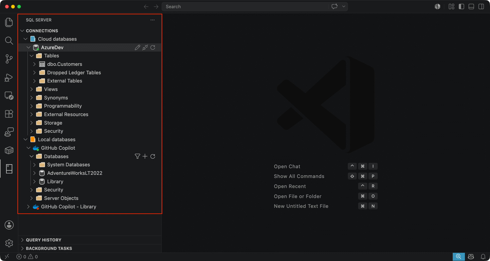 Screenshot of the Object Explorer showing connection groups, including nested groups and contained connections.