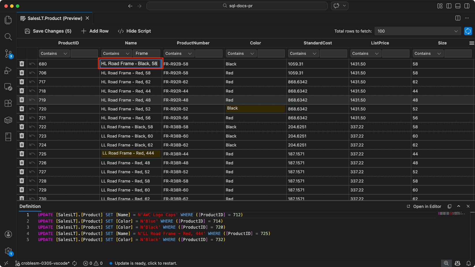 Screenshot of the Edit Data screen.