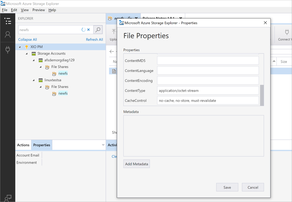 Screeshot that shows the CacheControl file property.