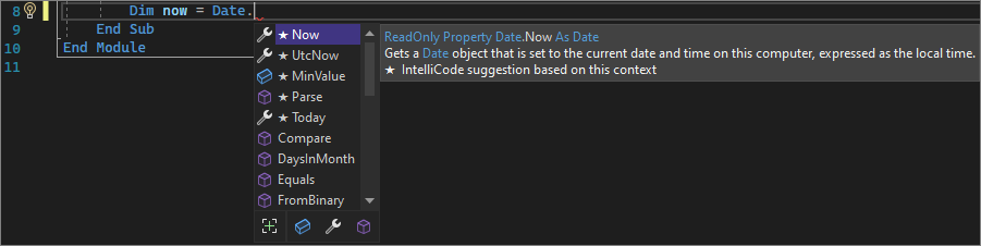 Screenshot of an IntelliSense member list in Visual Studio 2022.
