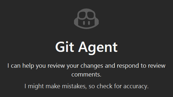 Screenshot showing the Git agent description card in Copilot Chat.