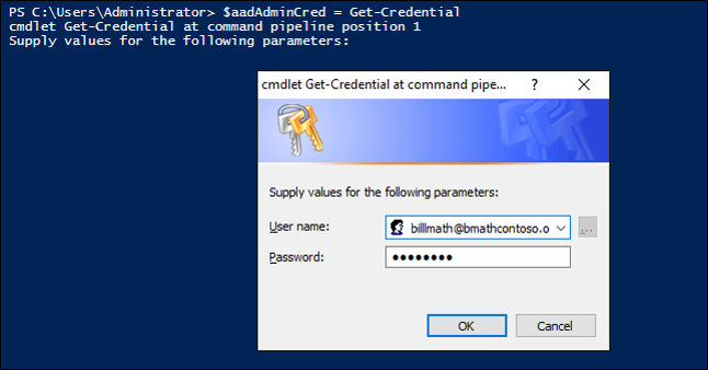 Screenshot that shows where to provide the Microsoft Entra Conditional Access Administrator credentials.